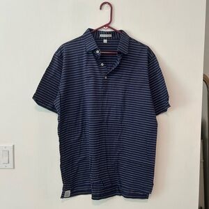 Peter Millar Blue and Tan Striped Polo Shirt